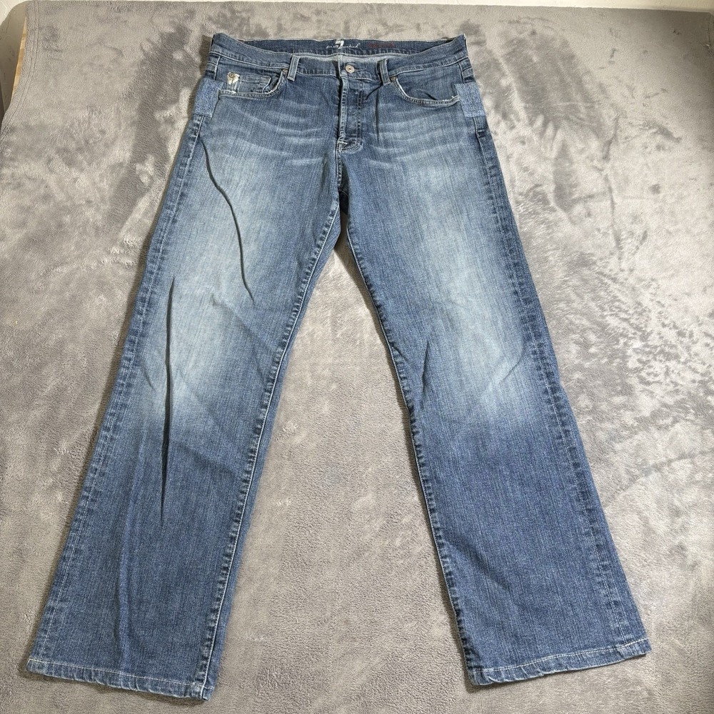 7 For All Mankind Relaxed Jeans Mens 34 Blue Button Fly Denim